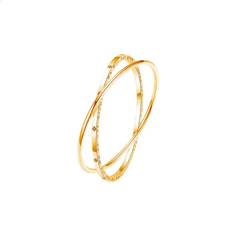 14k Gold Double Ring Clover Letter Bracelet Womens Embossed Pearl Classic Style Bracelet Jewelry Gift 241226