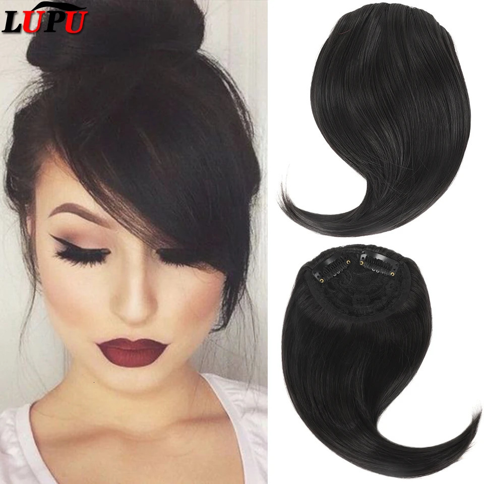 LUPU Synthetic Side Bangs Hair Extensions Clip In Side Bangs Fake Fringe Hairpiece High Temperature Black Blonde False Hair 241225