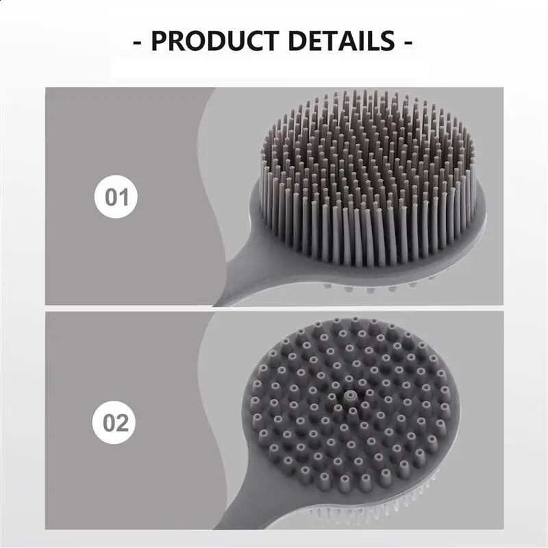 Double-Sided Silicone Bath Back Scrubber Long Handle Long Handle Body Bath Brush Mud Bath Back Scrubber 241226