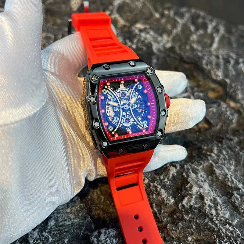 New Arrival Mens Watch Light Luxury Brand Wine Barrel dial Fashionable Night Glow Sports Watch Calendar Clock Watch L146 Z241226