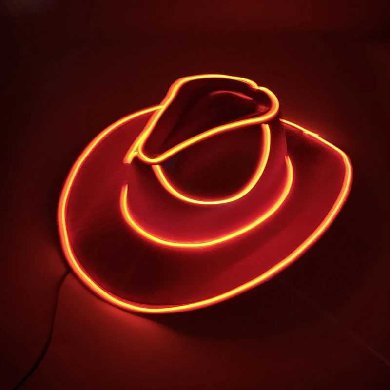 Fashionable silk thread pearl denim hat fluorescent decoration prop lights up denim C luminous neon night club W241225