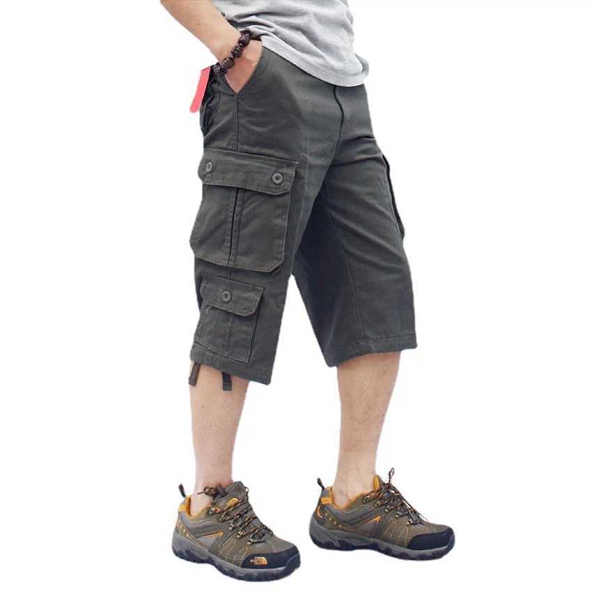 Long cargo shorts mens summer casual cotton multi pocket hot air cutting mens camouflage shorts 29-44 W241226