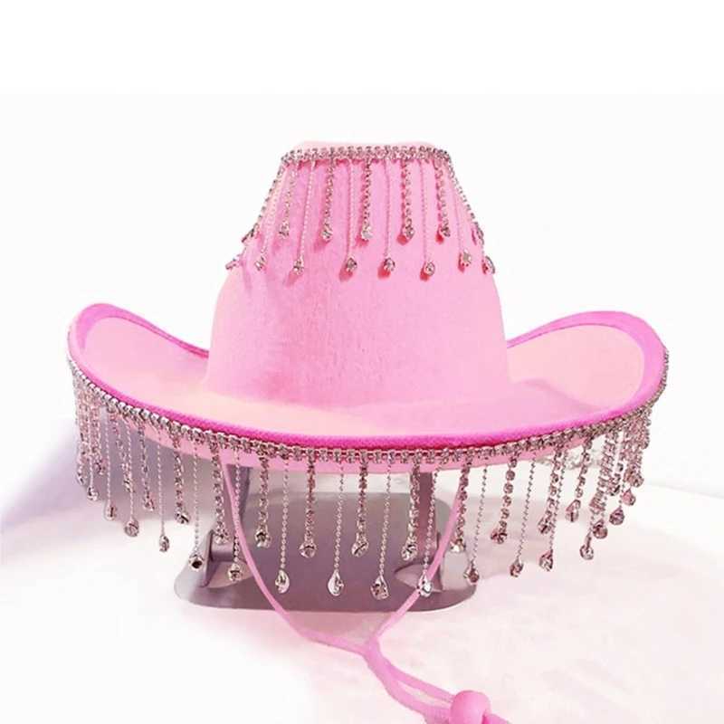 Adult denim hat Rhinestone edge hat perfect for womens themed parties in black white and pink W241225