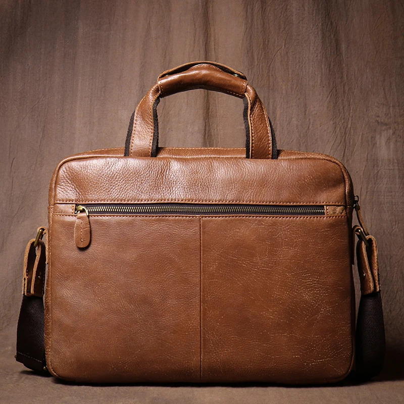 LUOKIR Vintage Real Leather Briefcase Men Cowhide Handbag Business Travel Messenger Bags Computer Bag For 15 Inch Laptop 241225