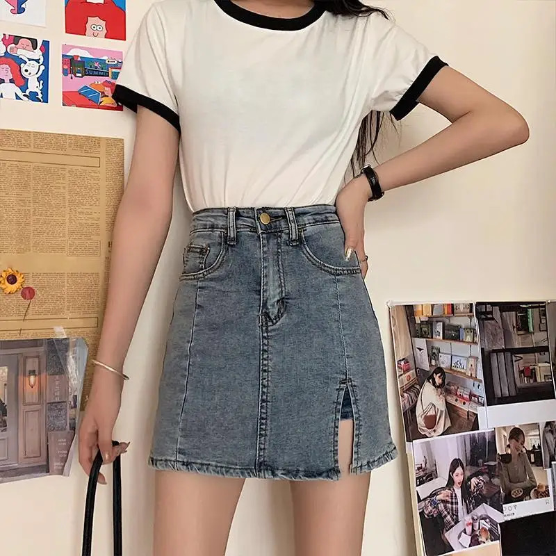 Woman Jeans Pants High Waist Skirt A Line Denim Womens Summer Culottes Pantalones Vaqueros Mujer 241225