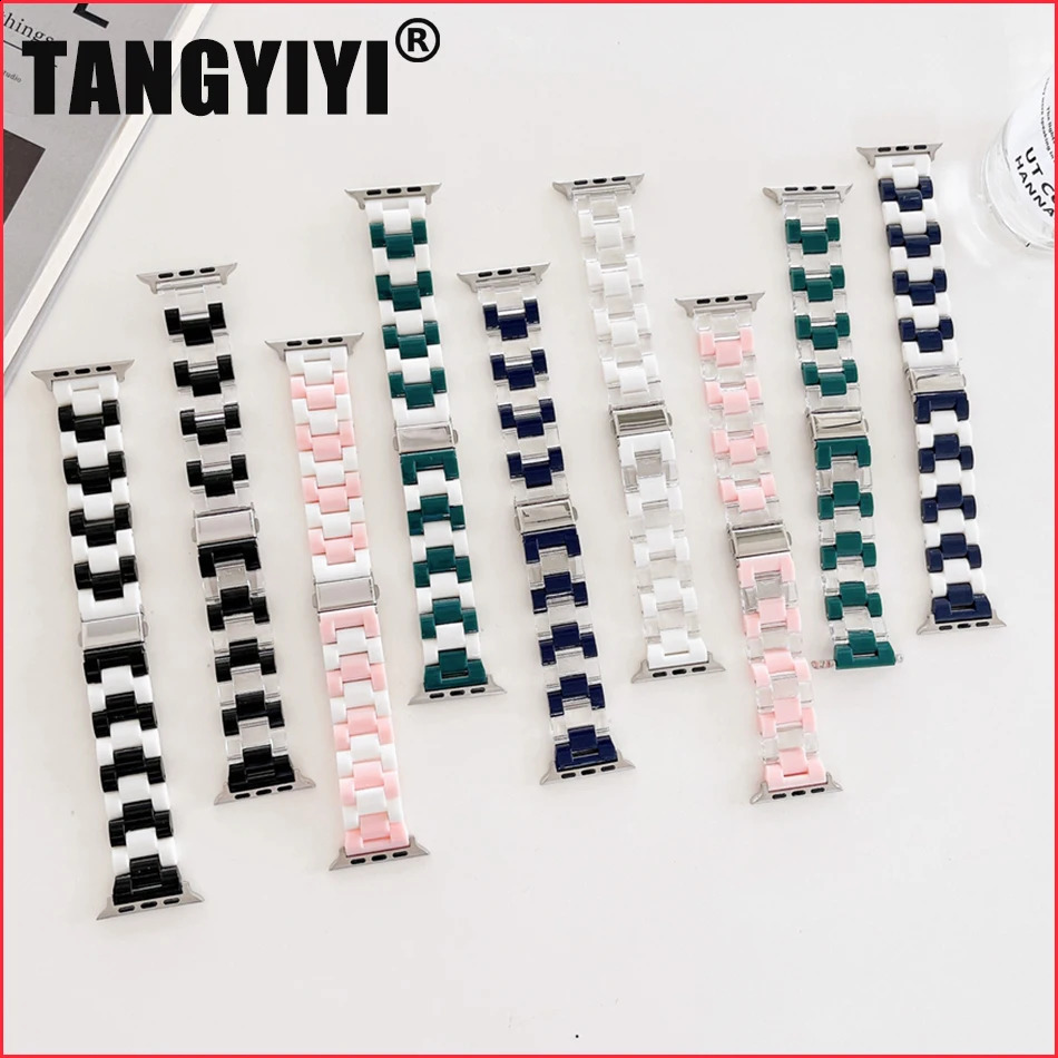 Transparent Strap For Watch Band 8 7 6 SE 4 5 45mm 44mm 42mm Fashion Mix Color Resin Bracelet 49mm 40mm 38mm 241220