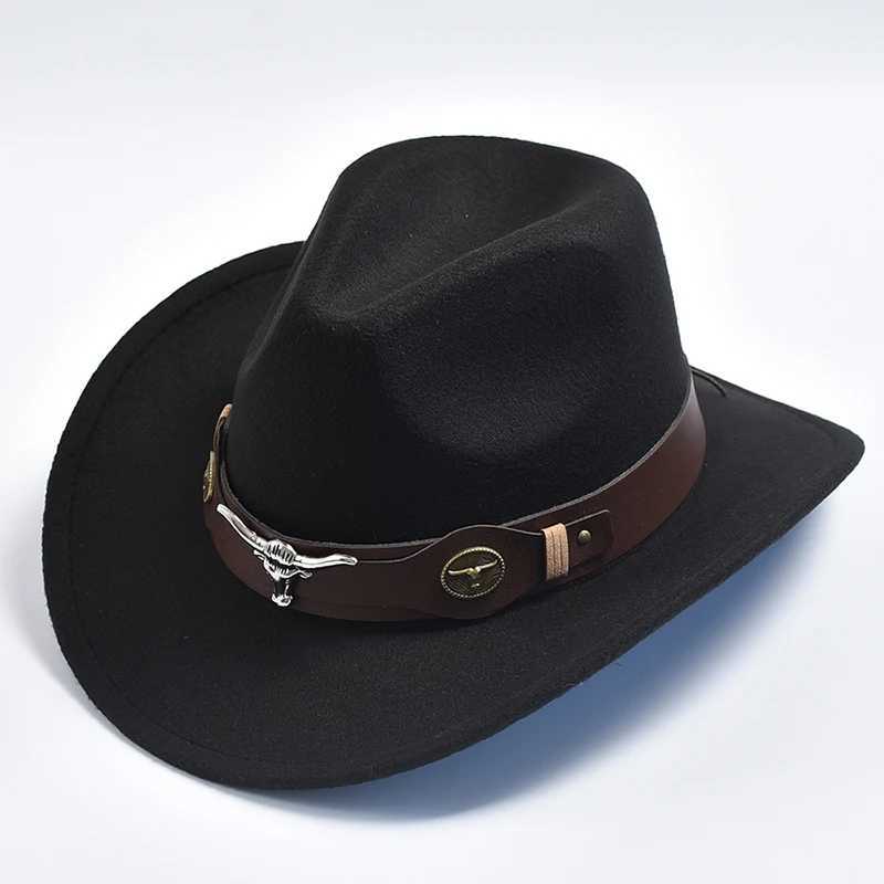 New Womens Mens Black Cheu Cowboy Hat Gentlemens Jazz Sombrero Hombre C Dad Cowboy Hat Size 56-58cm W241225