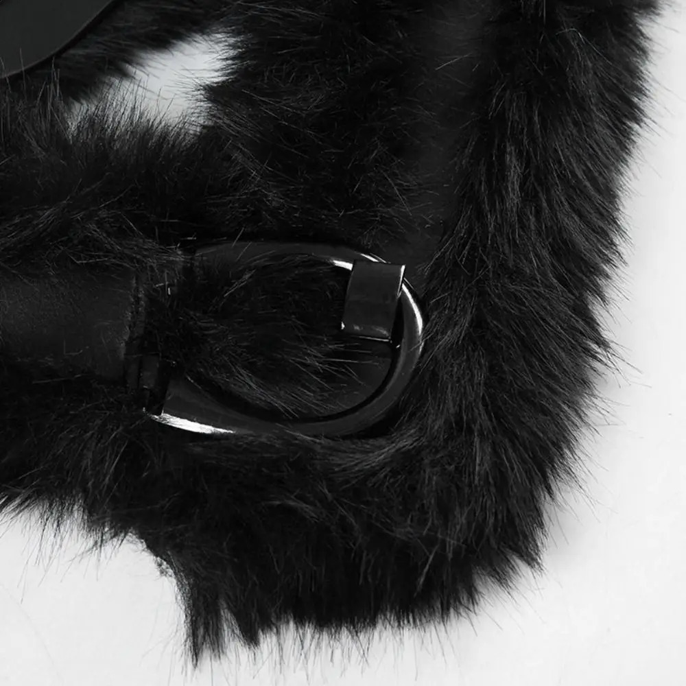 Vintage PU Leather Fur Belt Y2K Plush Waist Chain Faux Fur Waist Belts Furry Sexy Vintage Waistband Hiphop Jeans Belt 241226