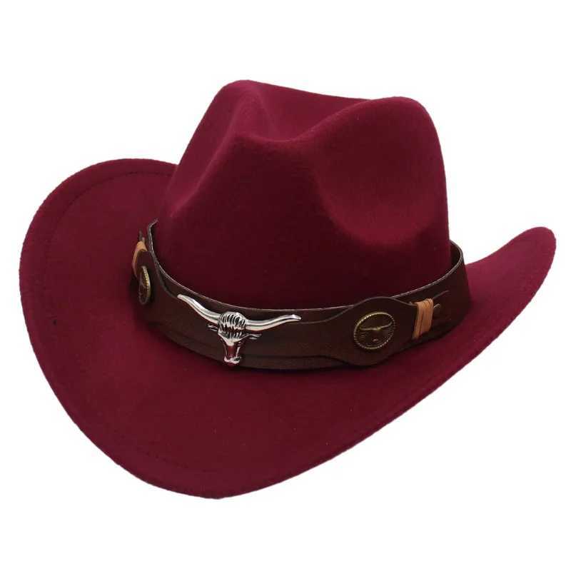 Western cowboy hat Xizang style top lady hat roll Brim cowboy girl C jazz Fedora hat Felt C ethnic women children W241225