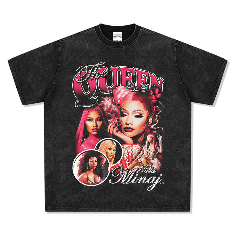 Mina Nicki Min printed American hip-hop street short sleeved T-shirt washed with pure cotton top for men