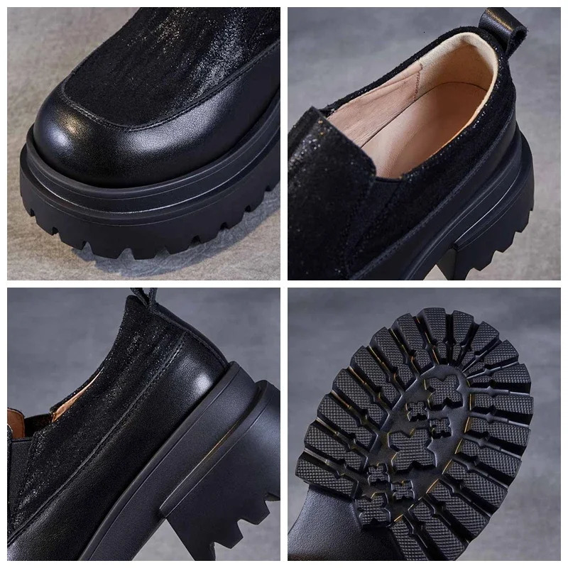 Koznoy 6cm Suede Cow Genuine Leather Ankle Boots Women Autumn Chelsea Flats Spring Mary Jane Platform Wedge Pumps Shoes 241225