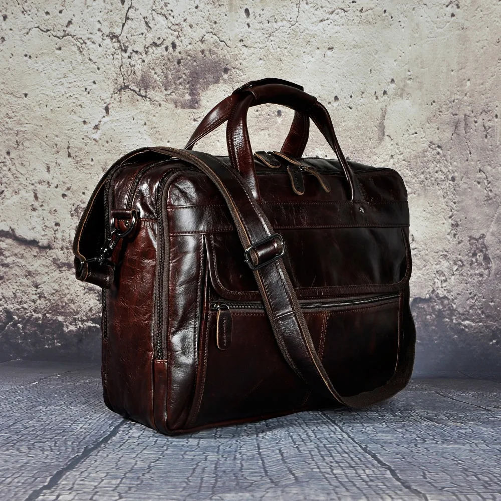 Men Oil Waxy Leather Antique n Business Briefcase Laptop Document Case Fashion Attache Messenger Bag Tote Portfolio 7146 241225