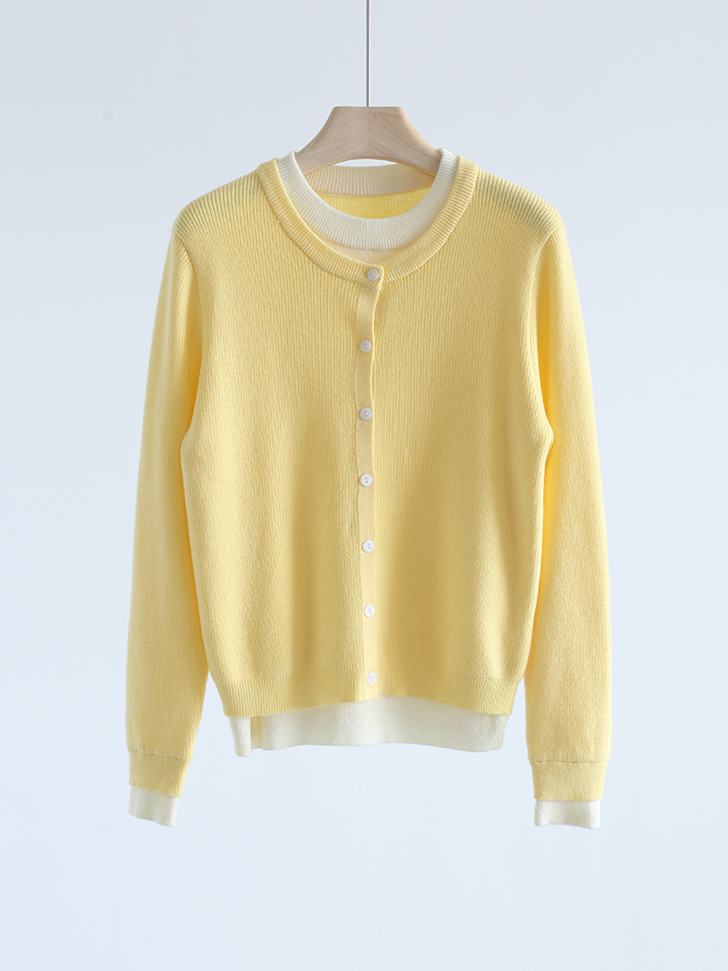BTX1 Spring and Autumn new fashion short section loose round neck sweater female niche design sense long-sleeved high-waisted thin section of the top 