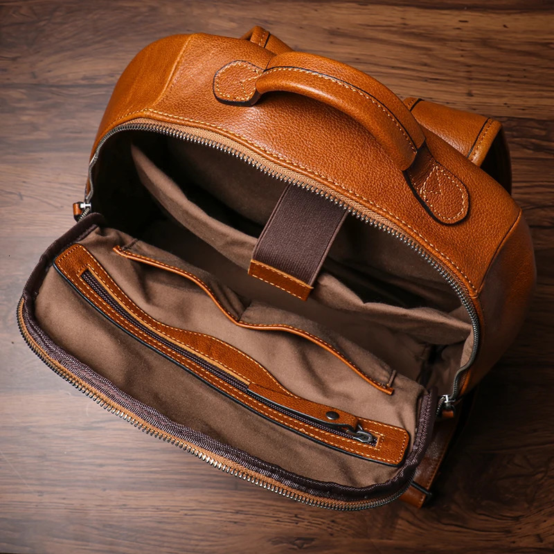 ROOG High Quality Backpack Mens Real Leather Business Knapsack Women Schoolbag weekends Travel Computer Bags For 16 Inch Laptop 241225