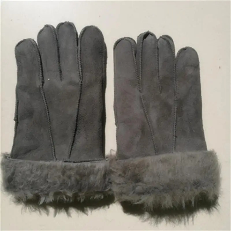 Winter Genuine Sheepskin Gloves Men Tactical Gloves Woolen Warm Thick Handmade Work Gloves 241226