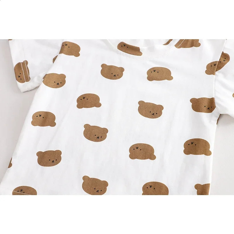 Kids Suit 2pc TShirtdress Pants kid clothes twin baby for boy and girl shortsleeved Cotton Short Sleeve Set 241225