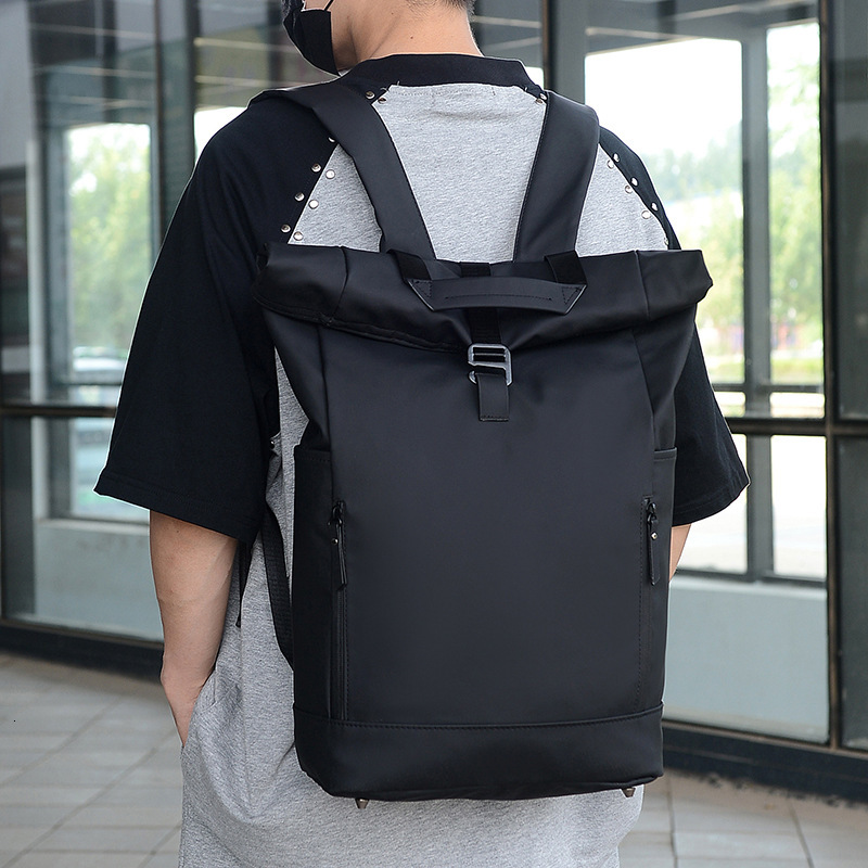 Men's Large Capacity Business Casual Laptop Backpack,Waterproof Travel Backpack for Men with Roll-leather,Men's Commuter Roll-leather Data B