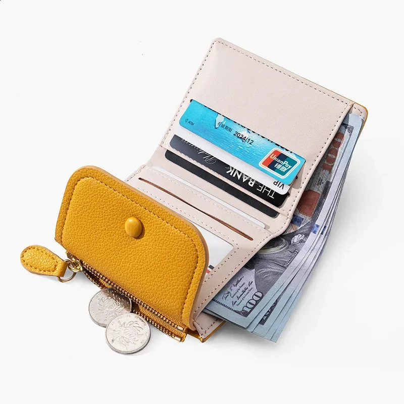 Small Pu Leather Women Wallet Mini Lady Coin Purse Pocket Yellow Female Wallet Money Clip Small Women Wallets Purse 241224