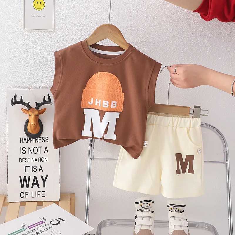 Clothing Sets Infant Baby Boys Clothes Sets Children Summer Girl Boy Sleeveless Vest Shorts Suit Child Clothing Fashion Outfits Kids CostumeY24122505J