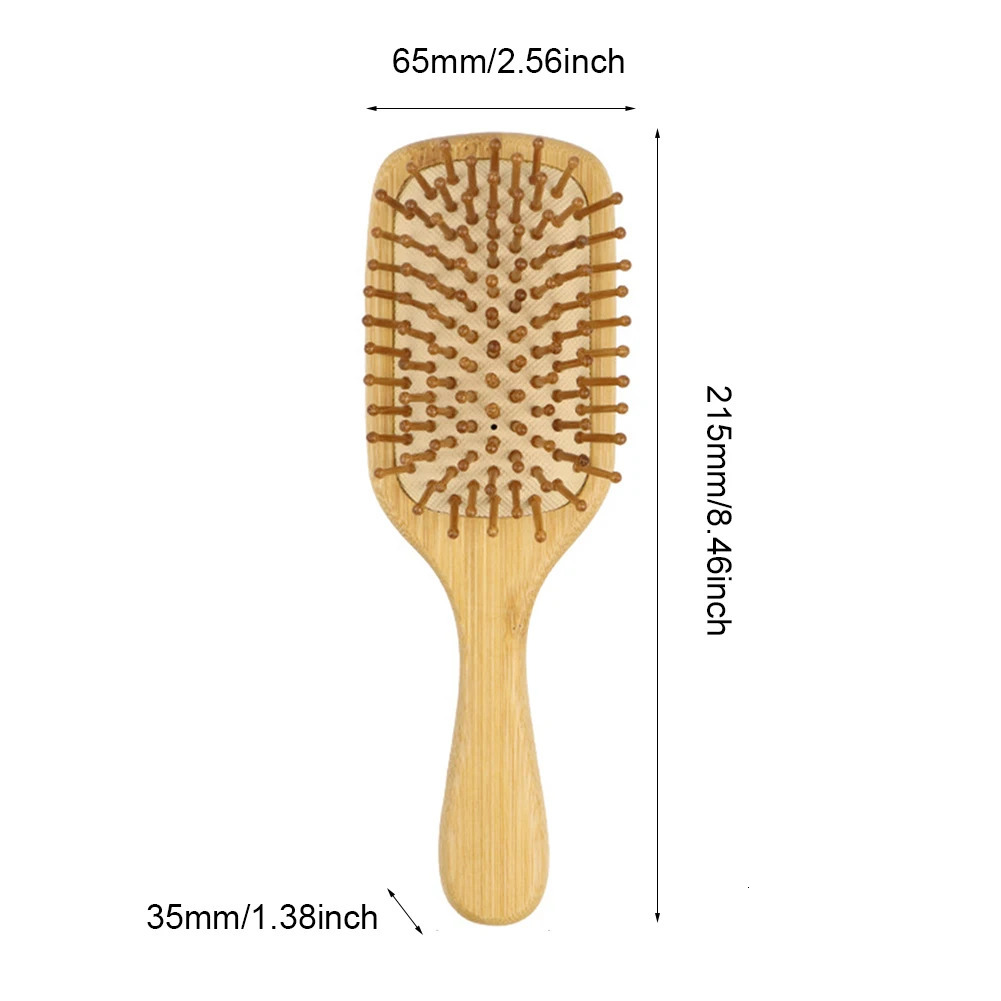 Detangling Hairbrush Bamboo Bristles Detangling Hairbrush Improves Hair Texture Massage Scalp Natural Wooden for All Hair Types 241225