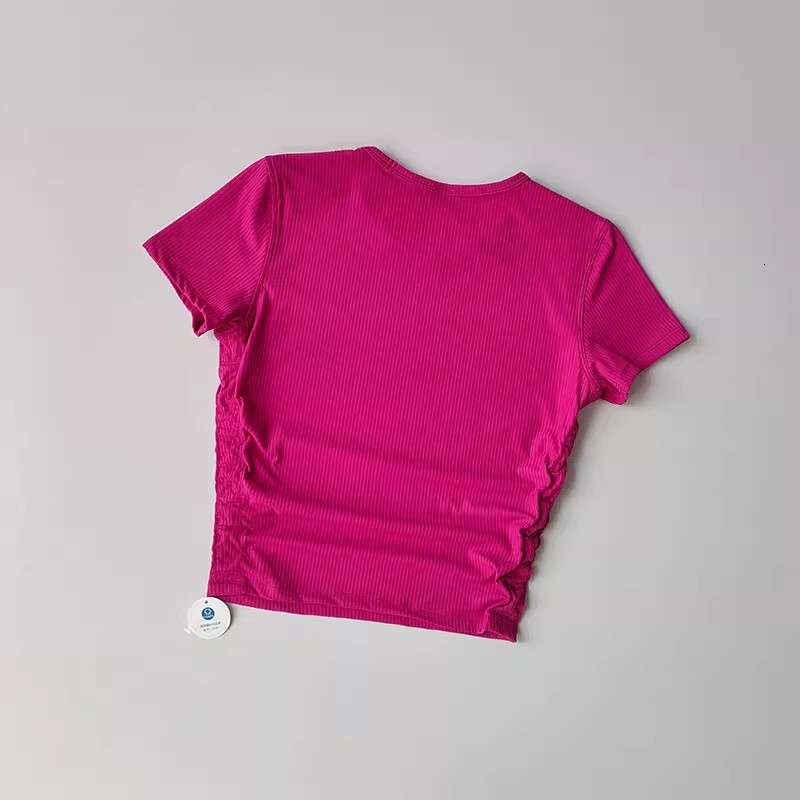 Women Seamless Ribbed Sports Breathable Gym Tops Sport Blouse Shirt Short Sleeve Running T-Shirt Yoga Shirts