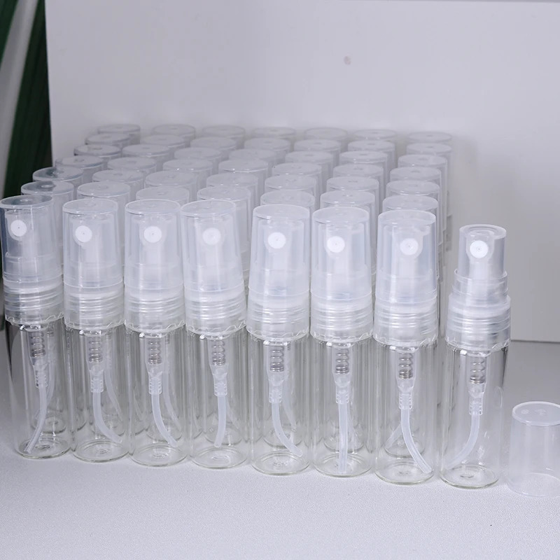 50/batch 3ml high quality clear glass perfume bottle ultra fine mist spray bottle mini cologne perfume bottle 241225