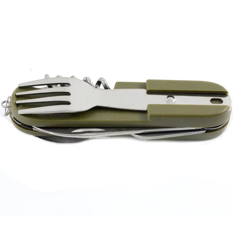 multifunctional portable pocket folding cutlery knife spoon fork set outdoor camping tableware