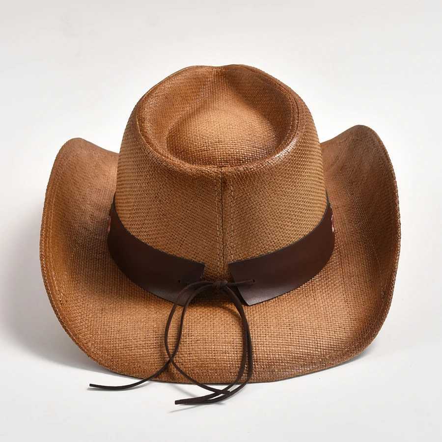 New Str Western Cowboy Hat Summer Outdoor Travel Beach Sun Hat Mens and Womens Retro Gentleman Cowboy Hat Jazz Hat W241225