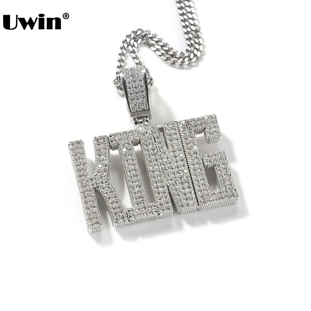 UWIN Custom Regular Script Font Name Necklaces Iced Out Cubic Zirconia Letters Pendant Fashion Hip Hop Jewelry for Gift 241226