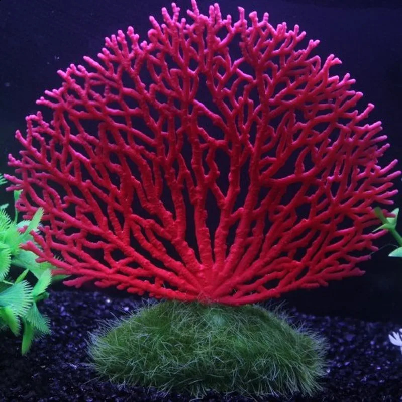 Fish Tank Decoration Underwater Landscape Ornament Artificial Coral Decor Red Anemone Aquatic Water Plants Aquarium Decoration 241225