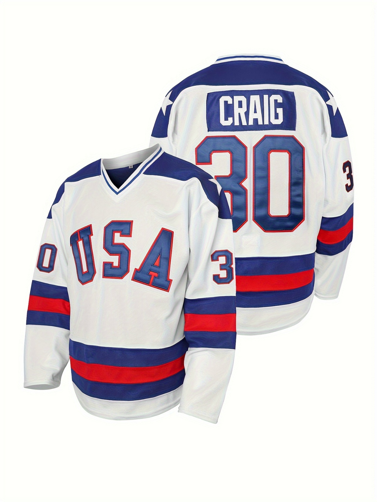 #17 21 30 Men's Retro 1980 USA Ice Hockey Jerseys Stitched In Stock Fast Shipping Loose Fit V-Neck Hockey Jersey for Daily Casual&Sports Wear