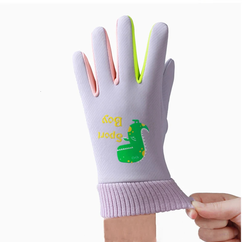 510 Years Childrens Winter Gloves SkinFeel Warmed Lined Mittens Kids Boys Girls Cute Cartoon Outdoor NoSlip Riding 241225