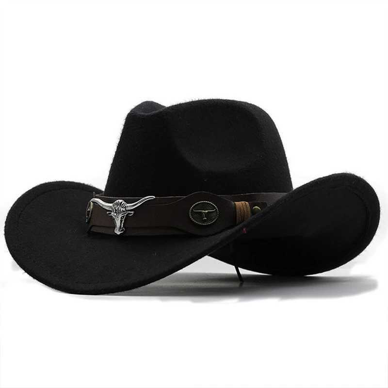 Western Cowboy Hat Roll Brim Cowboy Girl C Cowboy Jazz Fedora Hat Felt C with Cowboy Band Boys and Girls W241225