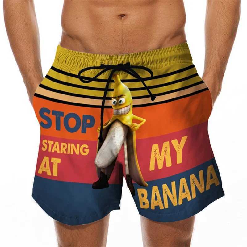 Im Funny Cock Banana Printed Swimwear Swim Shorts Trunks Beach Swimming Board Shorts Quick Drying Pant Mens Surffing Shorts W241226