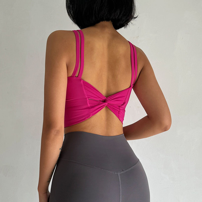 Women's Sports Bras Fiess Top, Sexy Gerie, Push Up Fixed Pad, Yoga Bra, Back Knotted Underwear, Running Vest, Gym Tops