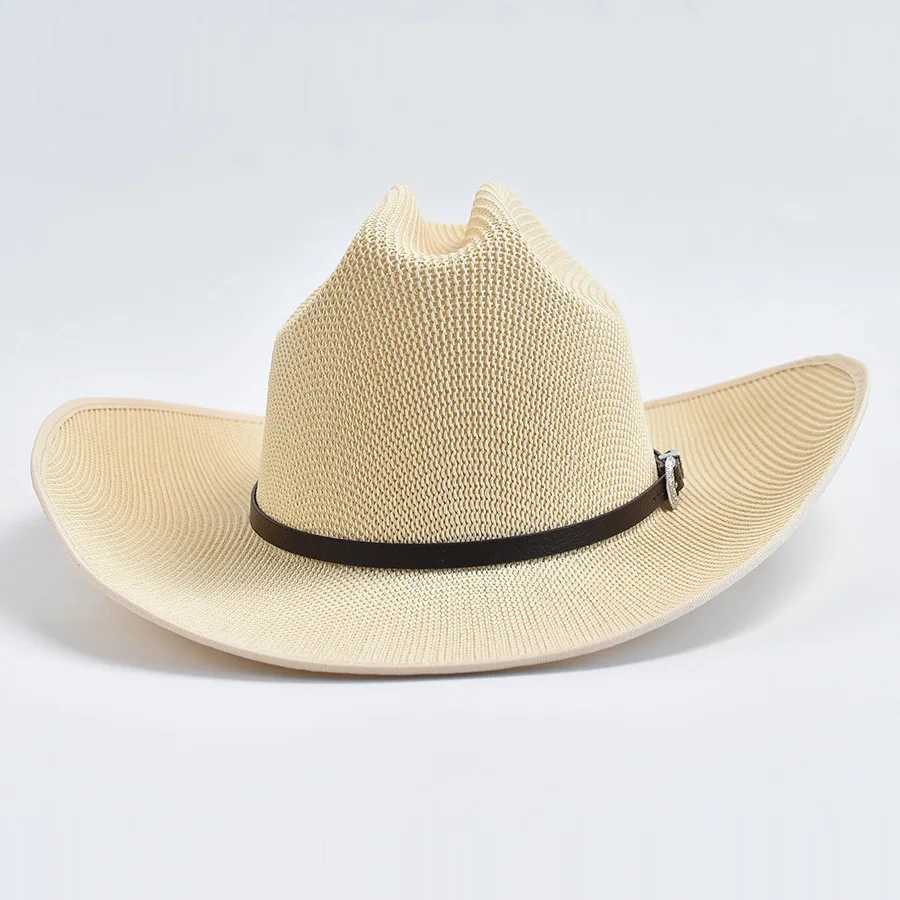 Retro Western Womens Cowboy Hat Summer Wide Brown Cowboy Girl Jazz Hat Outdoor Beach Sunscreen Cs W241225