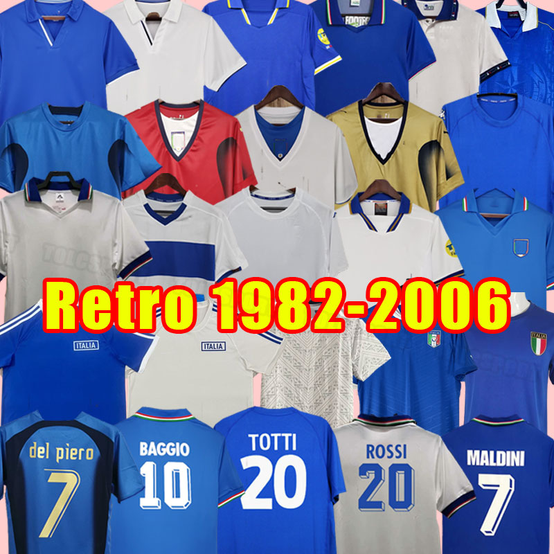 Retro Baggio Maldini Retro SOCCER JERSEYS FOOTBALL SHIRT ROSSI Schillaci Totti Del Piero Pirlo Inzaghi buffon Italy Cannavaro 1982 1990 1994 1996 98 99 2006 2000 06 12