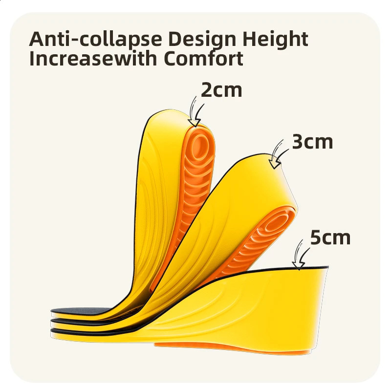Height increase insoles for men/women 2/3/5 cm up invisiable arch support orthopedic insoles shock absorption blue/black color 241226