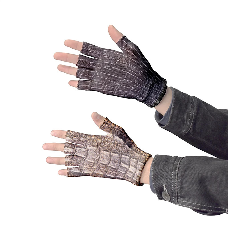 Novelty 3D Printed Fingerless Gloves Fashion Unisex Touch Screen Knitted Half Finger Gloves Women Exposed Finger Mittens 241226