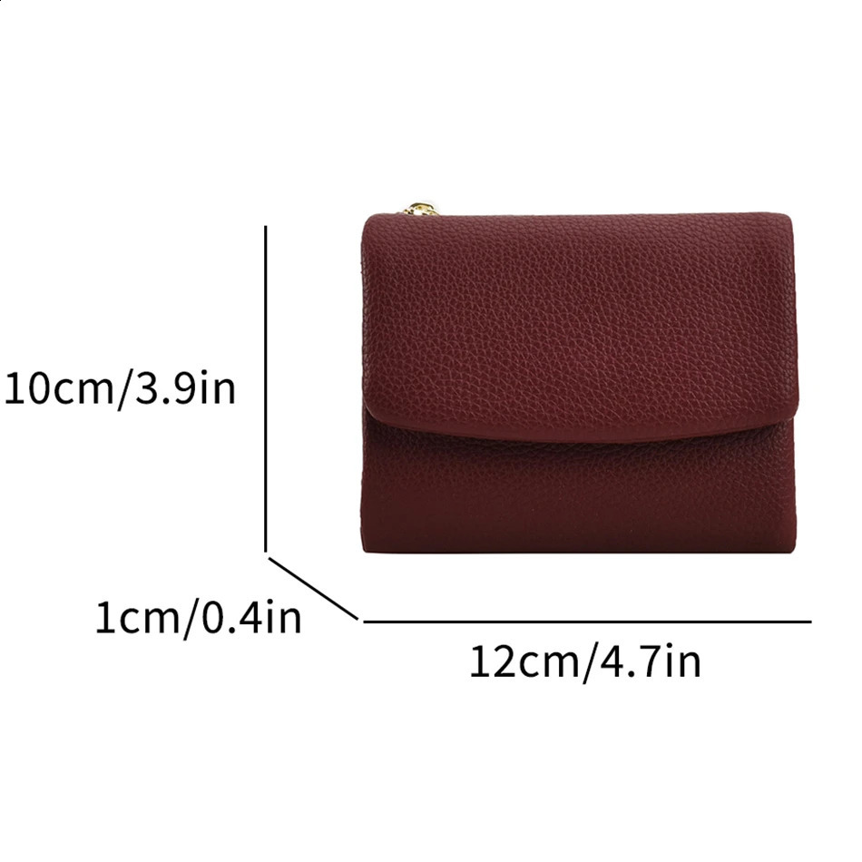 Solid Color Coin Purse Leather Short Wallet Trifold for Small Womens Purses Clutch Card Holder Travel Card Wallets Sac 241224