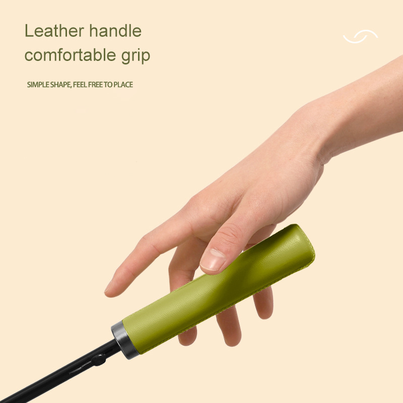 Wholesale Monochrome Long Handled Umbrellas - Elegant Leather Wrapped Handle