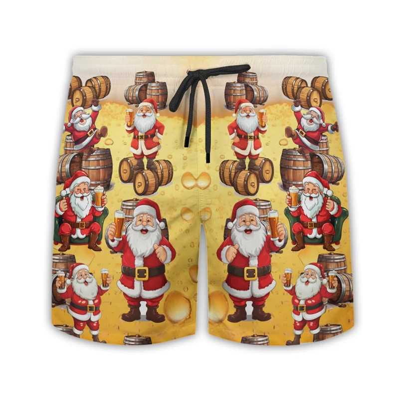 Hawaiian Santa Claus Beach Shorts Fun Design Mens Shorts Mens Christmas Childrens Gift Luggage Tropical Christmas Aloha Bermuda W241226