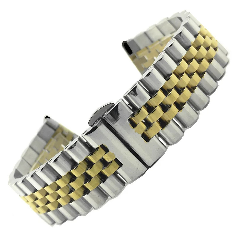 Classic Stainless Steel Jubilee Band Strap Universal Bracelet Curved End Butterfly Buckle For Samsung Replacement Band 241225