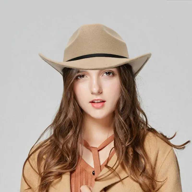 Cowboy Jazz Hat Fashion Fedoras Outdoor Mens and Womens Western Cowboy Hat with Belt Outdoor Casual Fashion Fedoras Jazz Hat W241225