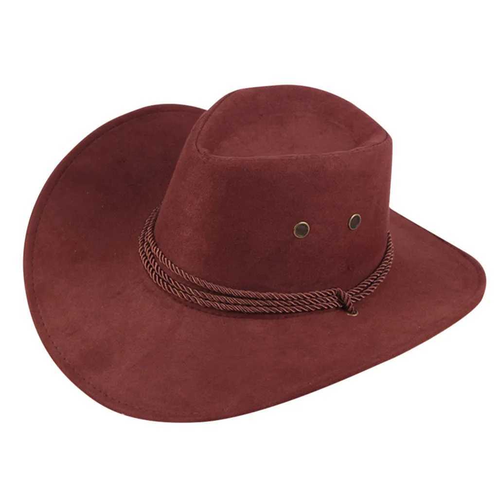 Mens Western Cowboy Hat Winter Autumn Fedora Hat Church Jazz Elegant C Gentleman Wide Brim Felt Sunhat Sombrero Hombre W241225