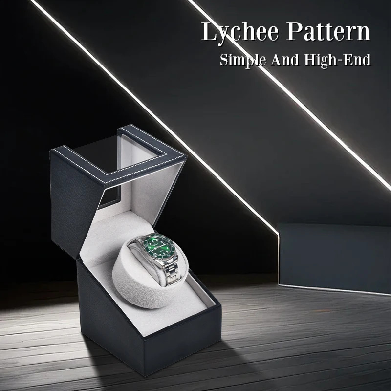 Automatic Watch Winder Litchi Pattern Watch Box inside Gray Automatic Winder The Standard of Successful People 241226