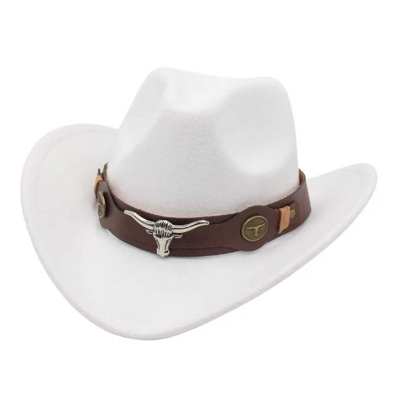 Western cowboy hat Xizang style top lady hat roll Brim cowboy girl C jazz Fedora hat Felt C ethnic women children W241225
