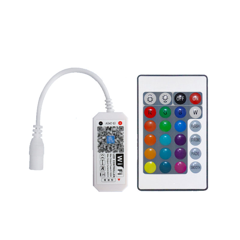 WiFi Mini RGB RGBW LED Controller DC12V With 24Key Remote Control For RGB LED Strip Smart Phone APP Control