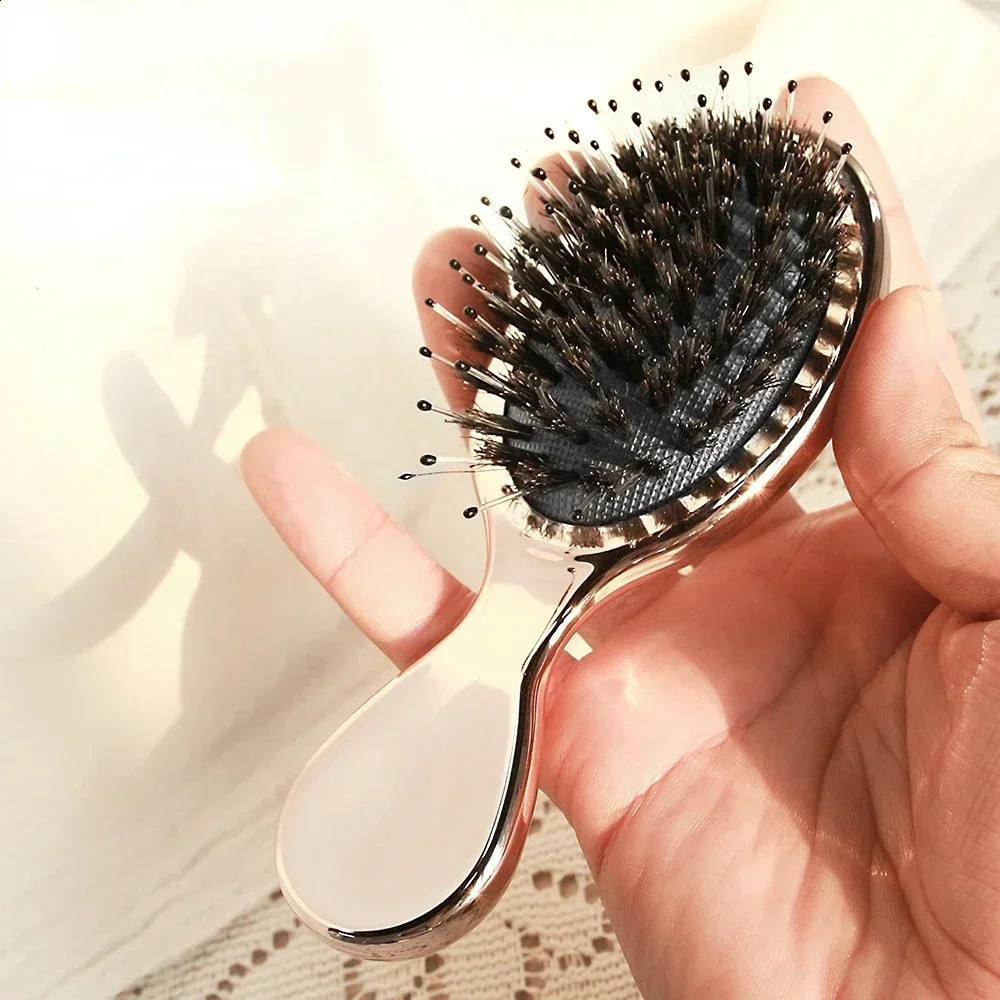 Anti Static Hair Comb Girl Mini Hair Brush Gold and Silver Color Oval Comb Woman Hairdressing Massage Comb Brush Hair 241225