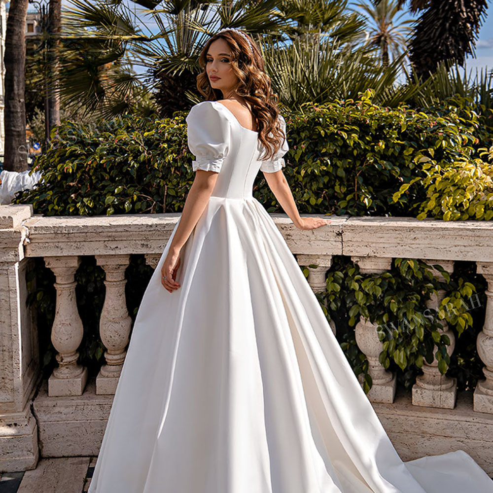Bohemian Wedding Dresses Lace V-Neck Elegant Wedding Gown Boho Beach Bridal Dress Long Sleeves Open Back vestido novia 05